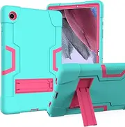 Galaxy Tab A8 10.5 Case 2021, Acphtab Heavy Duty Rugged Full-Body Hybrid Shockproof Drop Protection Cover with Kickstand for Samsung Galaxy Tab A8 10.5 2021,SM-X200/X205/X207 (Aqua+Rosered)