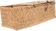 NOLITOY Vintage Tissue Box Holder Multifunctional Remote Control Organizer Natural Seaweed Woven Design Elegant for Living Bathroom Office and Sturdy and Stylish