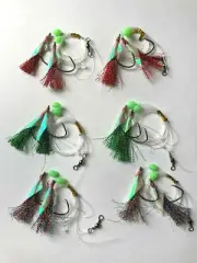 6 pcs Snapper Snatchers Flasher Circle Hook Fishing Rigs 5/0 3 Colors Tackle