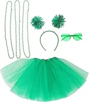 OSOLADY . Patrick's Day Tutu Skirt Set with Headband for Women Irish Festival Costumes Green
