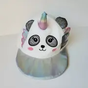 Girls Panda Unicorn Hat Baseball Cap PandaCorn Adjustable Hook Loop Silver Bill