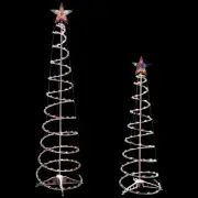 Northlight 2 Spiral Christmas Trees Star Tree Topper- 4 6ft Multi Color Lights