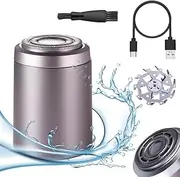 Mini Portable Electric Shaver,Pocket Size Washable Electric Razor, 2 in 1 Electric Shaver, Waterproof Cordless Rotary Facial Shaver for Car, Office, Business Trip (Purple)