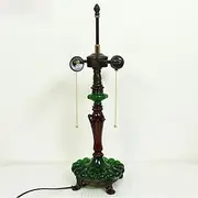 Tiffany Table Lamp Base with 2 Lights, 19" Height Desk Lights Base Resin Jade Lamp Base Replacement Fit for 12 Inch Tiffany Style Stained Glass Lampshades KeYJ