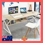 Kori Large Wood & Metal Computer Desk with Shelf (White Oak)