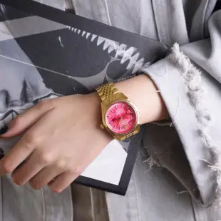 【Vivienne Westwood】香檳金色系 紋理粉色錶盤 不鏽鋼錶帶 女錶 39mm 母親節(VV251RRGD)