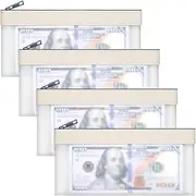 [AXKLBU] 4 Pieces Money Bags with Zipper, Cash Envelopes,7.6 x 3.7 inch Money Pouch, Clear Bank Deposit Bags, Bank Bag, Cash Bag, Coin Bag for Collectors, Multi-Purpose Check Wallet （White）