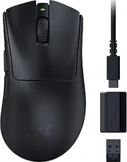 Razer DeathAdder V3 HyperSpeed - Ultra Lightweight Wireless Ergonomic e-Sports Gaming Mouse with 26K DPI (55g Light, Soft-Touch Coating, 100 Hours Battery Life, HyperSpeed with 8K Hz) Black