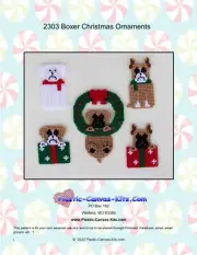 Boxer Dog Christmas Ornaments- Plastic Canvas Pattern or Kit