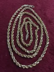 26 Inches 10kt Yellow Gold Rope Chain Lobster Lock 3mm Not Scrap