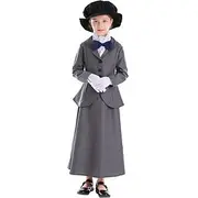 Mary Poppins Cosplay Costume Outfits Storybook Characters Vintage Movie Cosplay for Girls' Kids Halloween Carnival World Book Day Performance Educational Dress