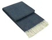 Kensington Cashmere and Superfine Merino Wool Throw Rug - Navy