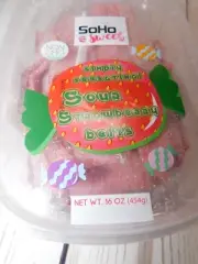 1 pound ― SOHO SWEET Simply Sensational Sour Strawberry Candy Belts NON-GMO 16oz