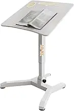 Sit Stand Desk Stand Up Desk Adjustable Height Home Work Lifting Standing Desk, Flippable and Foldable Study Table, Mobile Podium, Fixed Slot/Pen Holder/Fence