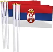 Serbia Handheld Small Flag Set,10 PCS 5×8 Inch Mini Serbians Hand Held Banner,Tiny Digital Printed Polyester Banner