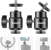 NEEWER 1/4” Camera Hot Shoe Mount with Additional 1/4” Screw 2-Pack， Mini Ball Head Hot Shoe Mount Adapter for Cameras， Camcorders， Smart Phone， Video Light， Microphone， Ring Light - ST17