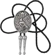 [JAOYU] American Bolo Tie with Dove Design Adjustable Leather Cord Western Style Handmade Indian Neck Tie for Men and Women Vintage Retro jewelry, Silver