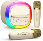 Mini Karaoke Machine for Kids: Portable Bluetooth Speaker with 2 Wireless Microp
