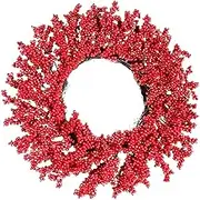 Christmas Red Berries Wreath, Artificial Red Berry Christmas Wreath, Christmas Decoration Berry Wreath, Decorative Rustic Red Berry Wreath for Window Wall Door