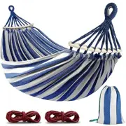 Hammocks Portable Camping Hammock Upgraded 550lb Comfortable Fabric Blue White