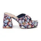 COCONUTS by Matisse Esme Floral Platform Block Heels Womens Blue Casual Sandals