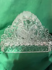 Vintage Hofbauer Byrdes Lead Crystal Napkin Letter Holder Bird Design German 9LR