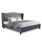 Artiss Bed Frame King Single Size Mattress Base Wooden Platform Fabric Grey PIER