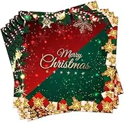 20pcs Christmas Napkins Paper, Christmas Dinner Table Decorations Serviettes 2-Layer Merry Christmas Paper Napkins Disposable Red Green Gold Serviettes Christmas Party Tablewear Supplies, 33 * 33cm