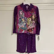 MONSTER HIGH or Ever After High 2 Pc Flannel Sets Tops & Long Pants Size M 7/8