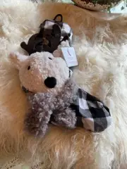 STOREHOUSE STOCKING REINDEER WHITE BLACK BUFFALO CHECK 100% POLYESTER NEW
