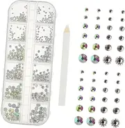 CALLARON 1 Set Compartment Flatback Rhinestones for Nail Art Bling Nail Gems and Rhinestones for Crafts Includes for Creative Designs and Decorations