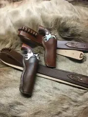 USA SELLER 44/45 Cal Holster Gun Belt Drop Loop 100% LEATHER Western RIG SASS