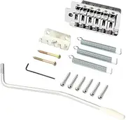 VINTORKY String Flat St Saddle Single Tremolo Bridge System for Electric Guitar Silver Accessory with Screw in Arm for Right Handed Players