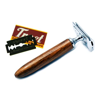 Men's Shaving Safety Razor Double Edge Adjustable Wood Handle w/5 Blades BTS-308