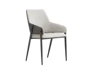 Linen and Leather Dining Chair/Contemporary/Steel Legs