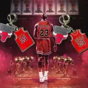 Jordan 23 Bulls Red Jersey Style Keychain Acrylic Keyring Michael