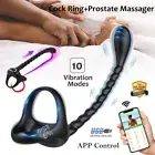 APP Prostate Massager Cock Ring Anal Vibrator Male Butt Plug Sex Toy for Couples