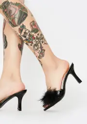 [Ellie Shoes] Sasha Marabou Kitten Heels
