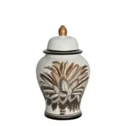 [Florabelle Living] Peacock White & Brown Porcelain Ginger Jar Small