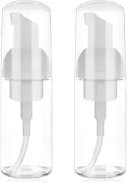 2 Pack Foam Pump Bottle Travel Small Size Mousse Foam Soap Dispenser Mini Empty Clear Plastic Foaming Soap Dispenser Refillable Pump Containers for Face Wash Lash Shampoo (Transparent, 2 PCS)