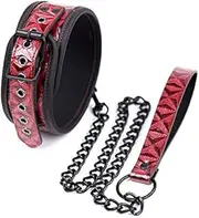 Sex Adjustable Soft Padded Collars Choker with Chain Detachable Leash,Bondage Restraints BDSM Collar Adult Toy for Couples
