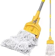 Commercial Mop Heavy Duty Cotton Mop 61 Inch Industrial Mops with Long Handle Wet Mops for Office Garage Warehouse Commercial, Yellow