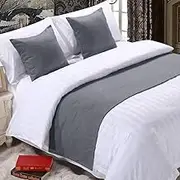 Mengersi Solid Bed Runner Scarf Protector Slipcover Bed Decorative Scarf for Bedroom Hotel Wedding Room (King, Gray)