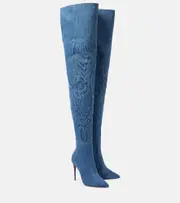 [Christian Louboutin] Christian Louboutin Kate Botta Alta 100 denim over-the-knee boots AU 7 blue