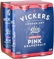 Vickers Gin Blended with Pink Grapefruit 4 Pack, 250 ml (Pack Of 4)