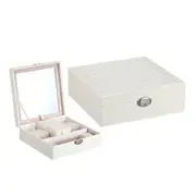 Watch Jewelry Diamond Necklace Box Storage Case With Mirror 24 BLACK
