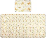 Yellow Small Bows Cooling Baby Mattress Protector 28" x 52" Washable Bed Pads for Kids for Baby&Toddler