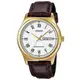 【CASIO】卡西歐 經典金英倫復古指針紳士皮帶錶-羅馬白面 MTP-V006GL-7B 台灣卡西歐保固一年