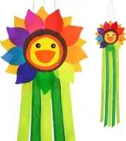 Smiling Sunflower Rainbow Windsock Hanging Décor Outdoor Windsock for Garden ...