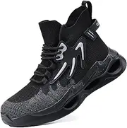 [BIAJIAZHUA] Steel Toe Boots Slip Resistant Waterproof,Steel Toe Work Boots Anti-Puncture Anti-Smash Anti-Colision Anti-Stress,Steel Toe Shoes Comfortable Lightweight Breathable(Gray,7.5)